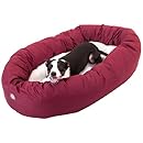 40 inch Burgundy &amp; Sherpa Bagel Dog Bed By Majestic Pet Products