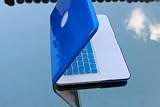 BLUE METALLIC Crystal Hard Case for Macbook White 13" with the frosted soft-touch silicone keyboard cover and mini nano stapler