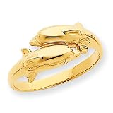 14k Gold Double Dolphin Ring