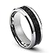 White Titanium Ring with Black Carbon Fiber Check Pattern Inlay Beveled Edges 8mm (10)