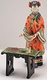 BK0220Y-Lady Standing at Painting Desk Set - Contemporary - China - Porcelain C - Asian Dcor Lady S