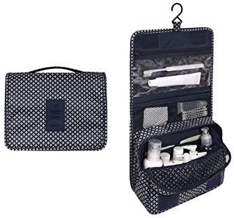 Adina Toiletry Bag Portable Travel Organizer Household Storage Pack Bathroom Makeup or Shaving Kit with Hanging for Business, Vacation, Household (Dark Blue)