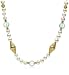 Gold Overlay Sterling Silver White Pearl & Fluorite Necklace w/ Carved Rondels, Beads and Clasp, 20
