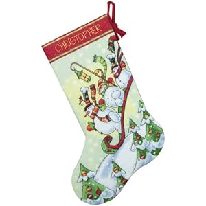 EK-Success-Dimensions-Counted-Cross-Stitch-Sledding-Snowmen-Stocking