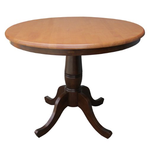 International Concepts 36-Inch Round by 30-Inch High Top Ped Table, Cinnemon/Espresso On Sale