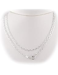 Figaro Curb Diamond Cut Sterling Silver Nickel Free Chain Necklace 16, 18, 20 Inch