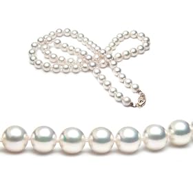 AugustinaJewelry AAA Quality 18 Inch Round 5.5-6mm White Akoya SaltWater Cultured Pearl Necklace