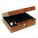 Bubinga Burl Cufflink and Watch Box (Natural Bubinga) (4.5H x 9W x 11.34D)