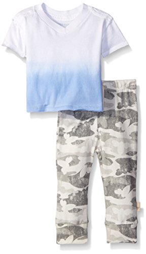 Burt's Bees Baby Boys' Organic Dip Dye V-Neck and Distressed Camo Pant