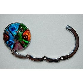 Murano Style Art Glass Folding Purse Handbag Hook Hanger