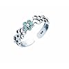TF feiner Bluetenzehenring mit blauen Kristallen, Sterling Silber 925