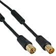 InLine� PREMIUM cavo antenna TV, spinotti IEC, filtro antirumore, fattore di schermatura >85dB, pin dorati, nero, 5m