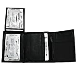 BLACK TRI-FOLD LEATHER MEN'S WALLET HIDDEN ZIPPER SLOTS