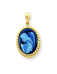 14K Yellow Gold Guardian Angel Cameo Pendant Jewelry
