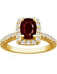 18K Yellow Gold Cushion Cut Ruby Ring With Sidestones