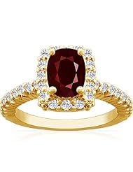 14K Yellow Gold Cushion Cut Ruby Ring With Sidestones