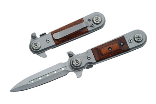 Tac Force - Couteau automatique Stilleto QUICK SPIN - Manche bois - # MT-304