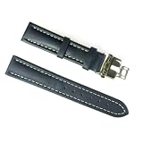BANDA LEATHER WATERPROOF WATCH BAND WITH STAINLESS DEPLOYANT TWO BUTTON DOUBLE FOLD BUCKLE... by Caddy Bay Collection