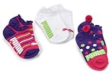 Puma Socks - United Legwear Girls 2-6x 3-Pack Fashion No Show Q3 Socks, Black/Purple, 6-7.5
