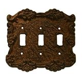 Rustic Brown Cast Iron Triple Switch Cover Plate