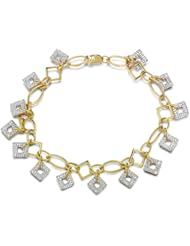 10k Yellow Gold 0.20 cttw Diamond Dangling Squares Bracelet