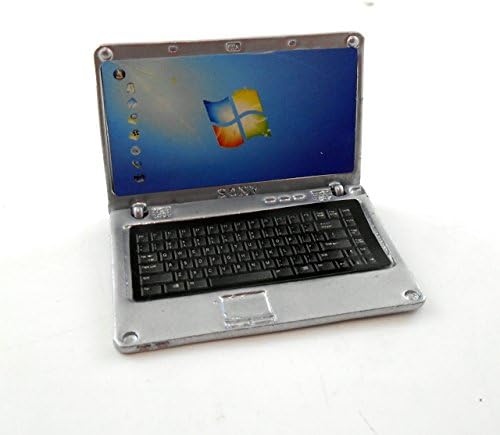 Dolls House Miniature Modern Accessory Silver Metal Lap Top Laptop by Miniatures World Paris