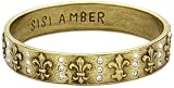 Sisi Amber Fleur-de-Lis Brass Bangle Bracelet