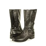 AQUA Ladies Moto Genuine Leather Motorcycle Boots by Aqua
