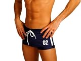 MENS NAVY VARSITY AUSSIE ROWER BOXER SWIMSUIT GARY MAJDELL SPORT SIZE MEDIUM