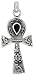 Sterling Silver 1 1/8 (28 mm) Ankh Pendant w/ Jet Stone