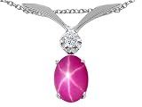 1.02 cttw Lab Created Star Ruby and Genuine Diamond Pendant LIFETIME WARRANTY