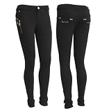 Ladies/Womens Stud and Zip Detail Casual Jeggings