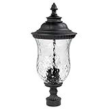 Capital Lighting 9785BK Ashford 3-Light Outdoor Post, Lantern Black with Hammered Glass by Capital L