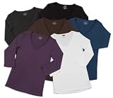Majestic Lasercut 3/4 Sleeve V-Neck Tee