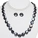 14-15Mm Black Coin Freshwater Pearl 925 Sterling Silver Necklace Earring Set 18