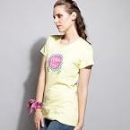 Nuteez Yellow Half Sleeves Cotton Women - Non-collared T-shirt
