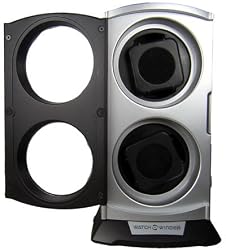 Watch Pavilion Vertical Double Automatic Watch Winder Box with Built in Multi Setting Smart Timer Watchwinder Rotates Spin Watches