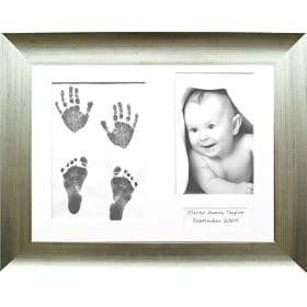 Baby Handprint Footprint Impression Kit / Antique Silver Frame / Baby Paint Wipe 0-3 years by BabyRice