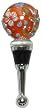 Individually Gift Boxed Bottle Stopper with Decorative Glass Orange Floral Top Set of Two