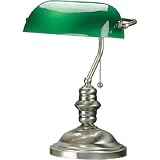 Lite Source LS-224AB Banker Banker's Lamp, Antique Brass with Green Glass Shade