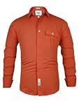 Basics Casual Plain Orange Cotton Linen Slim Shirts