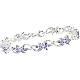 5 2 5 Carat Tanzanite Flower Bracelet in Sterling Silver, 7.5 by Amour