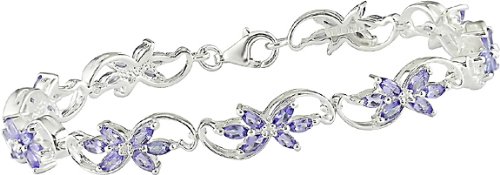 5 2/5 Carat Tanzanite Flower Bracelet in Sterling Silver, 7.5
