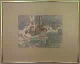 Monterey Bay, Original Watercolor Painting By Carmel Artist Victor Di Gesu - Framed Artwork
