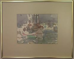 Monterey Bay, Original Watercolor Painting By Carmel Artist Victor Di Gesu - Framed Artwork