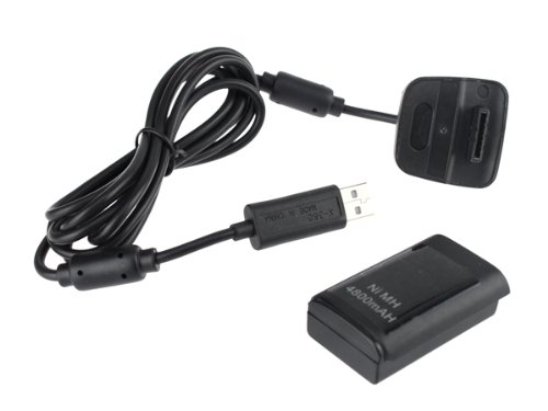 NEW 4800MAH rechargeable Battery Pack + USB Cable KIT FOR XBOX 360