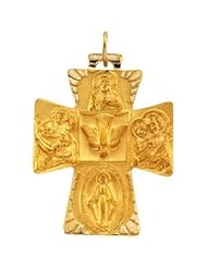 14k Yellow Gold Four Way Cross Medal