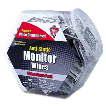 Antistatic Monitor Wipes--Office Share Pack, 5 x 6, 200 Individual Foil Packets