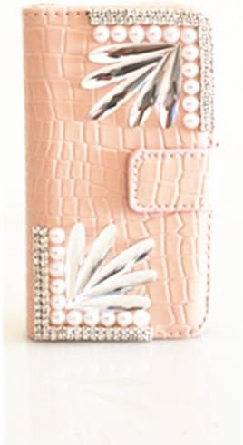 EVTECH(TM) Crocodile Series Luxury Crystal Diamond Bling Design PU Wallet Leather Cover Case for Iphone 5 5S At&t Verizon T-Mobile & Sprint