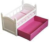 Dolls Wooden Crib Cot Bed With Bedding and Pink Clothes Drawer Storage, Toy